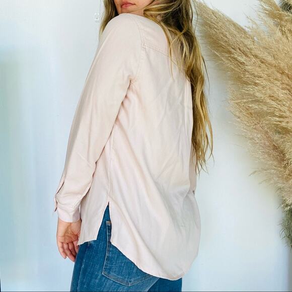 NEW OLD NAVY Blush Soft Pink Tencel Button Down Long Sleeve Shirt Top Blouse M - Picture 4 of 9